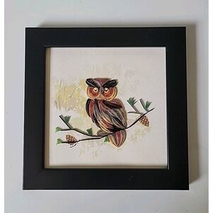 Yoder Do American Quilling Card Company Framed 3D Owl Art Nature Renaissance